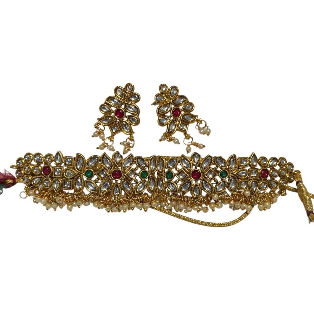 Gold Indian Choker Statement Necklace